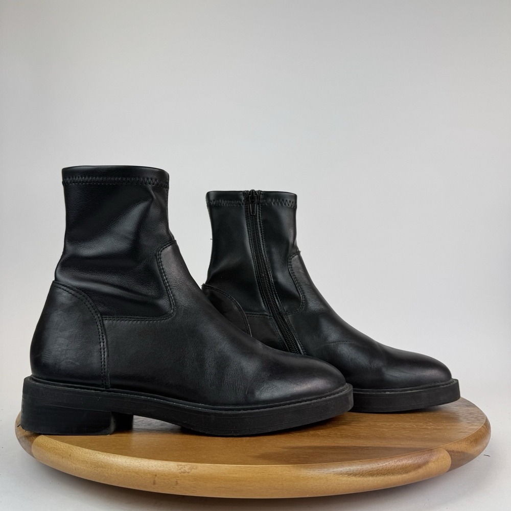 Womens Steve Madden Lazio Black Leather Casual Zip Mid Combat Boots Size 8 M GUC
